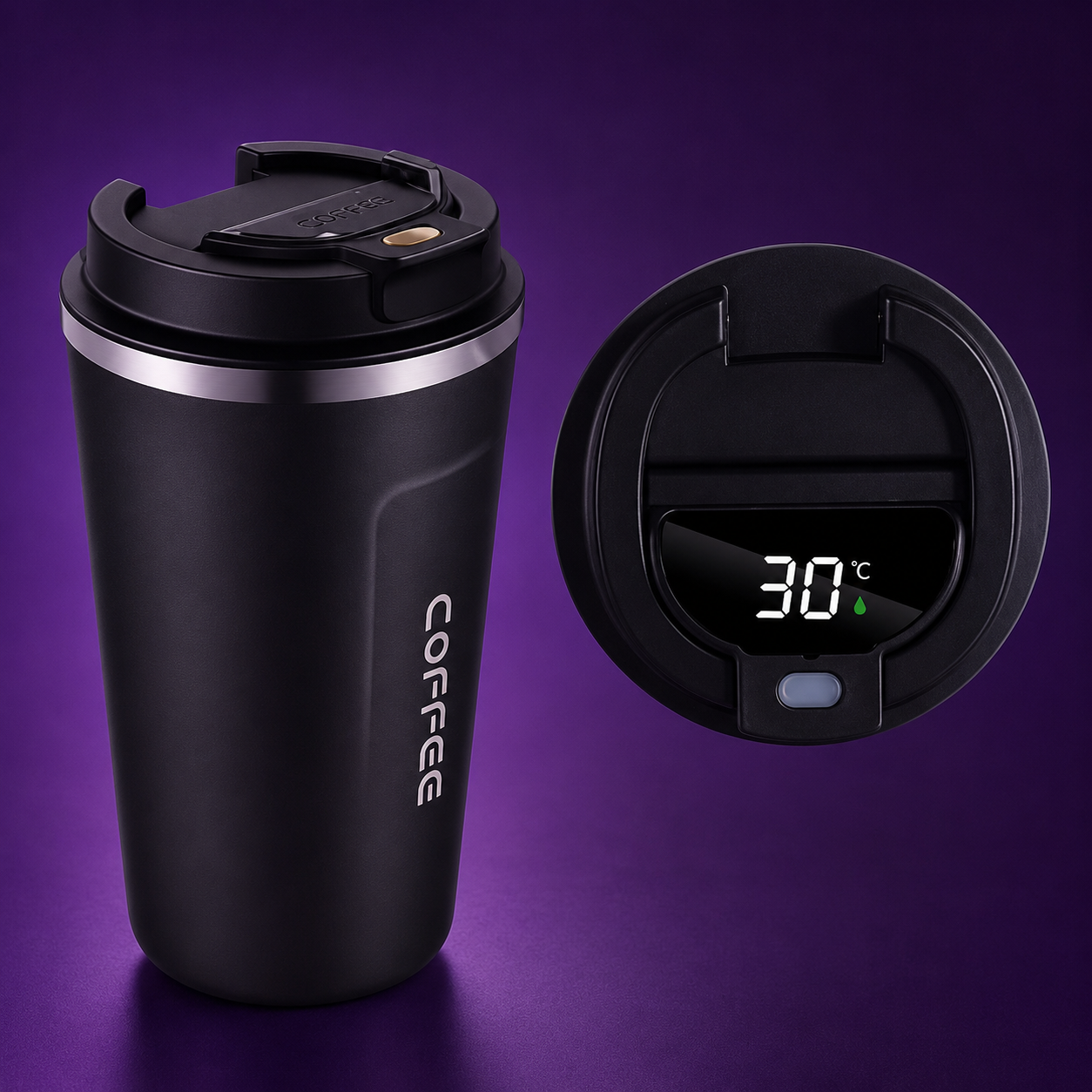Smart Temperature Coffee Mug | 17oz Insulated Stainless Steel Travel Mug with Leakproof Lid