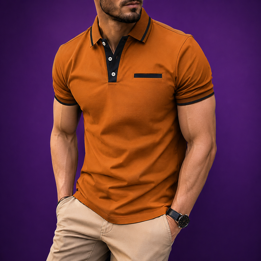 Lapel Fashion Slim Pocket Short-sleeved T-shirt Polo Shirt Men Clothing